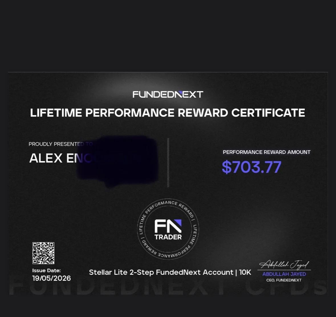 StarTrading member funded account and payout result