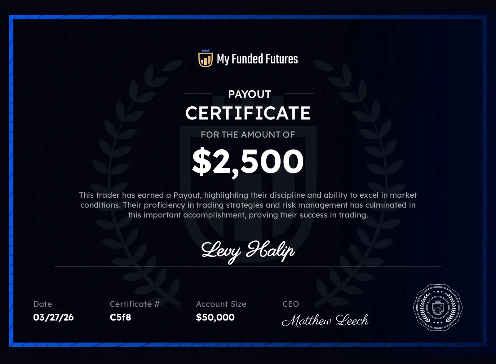 StarTrading member funded account and payout result