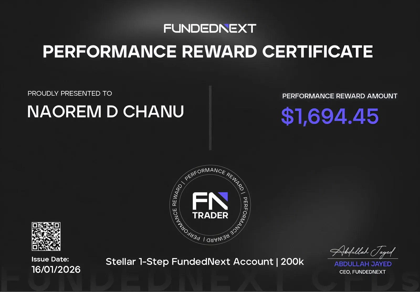 StarTrading member funded account and payout result