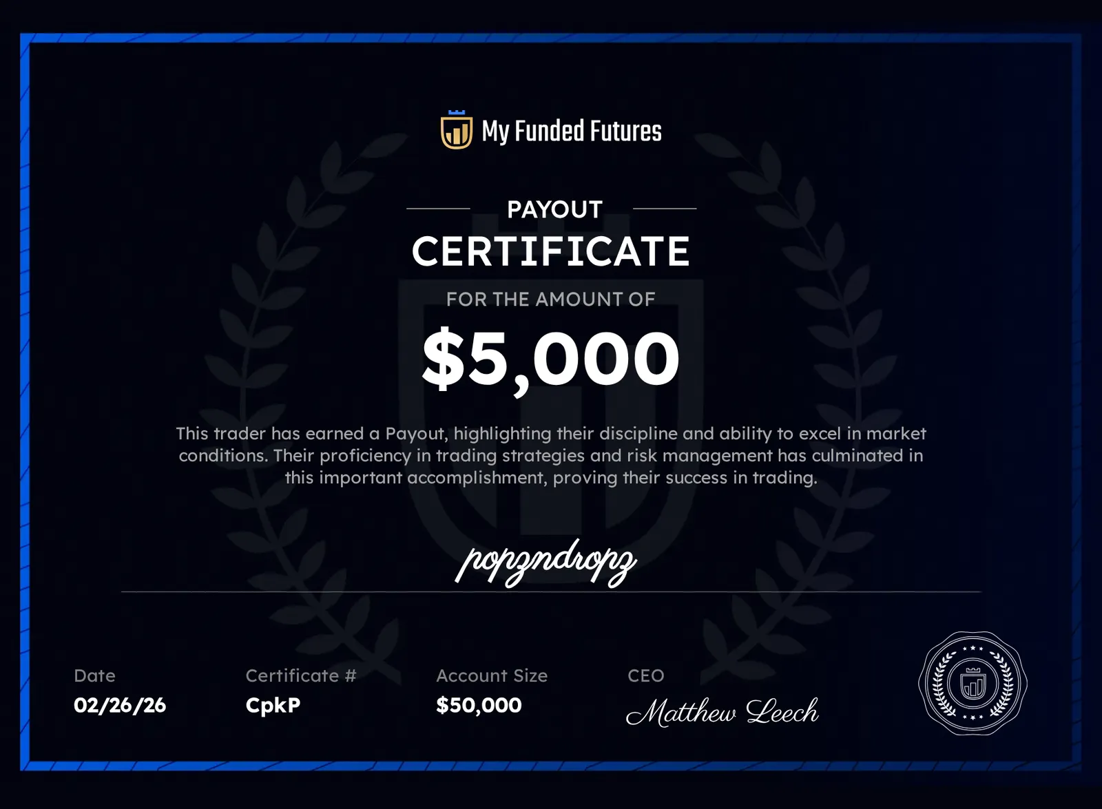 StarTrading member funded account and payout result